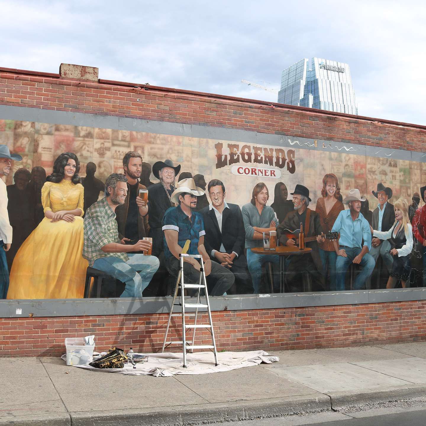 Country Legends mural at Legends Corner on Broadway, Nashville, by Tim Davis